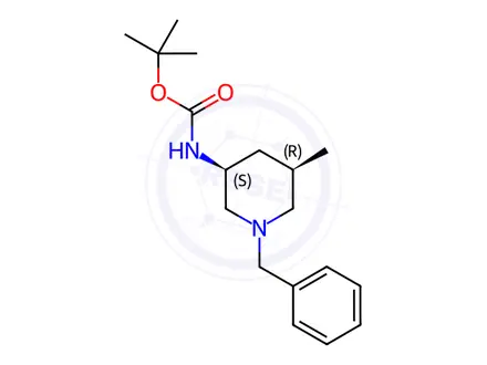 Chemical structure of Carbamic acid, N-[(3S,5R)-5-methyl-1-(phenylmethyl)-3-piperidinyl]-, 1,1-dimethylethyl ester