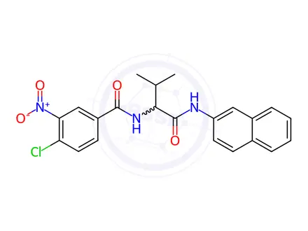 Chemical structure of Benzamide, 4-chloro-N-[2-methyl-1-[(2-naphthalenylamino)carbonyl]propyl]-3-nitro-(9CI)
