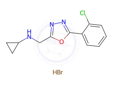 Chemical structure of n-((5-(2-Chlorophenyl)-1,3,4-oxadiazol-2-yl)methyl)cyclopropanamine hydrobromide