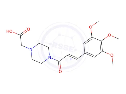 Chemical structure of (E)-2-(4-(3-(3,4,5-trimethoxyphenyl)acryloyl)piperazin-1-yl)acetic acid