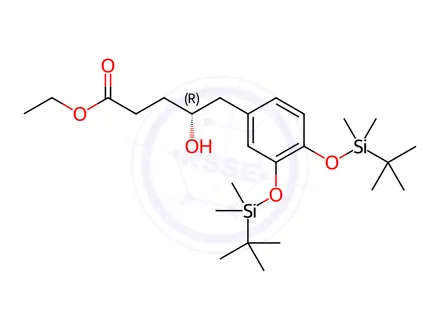 Chemical structure of (γR)-3,4-Bis[[(1,1-dimethylethyl)dimethylsilyl]oxy]-γ-hydroxybenzenepentanoic Acid Ethyl Ester