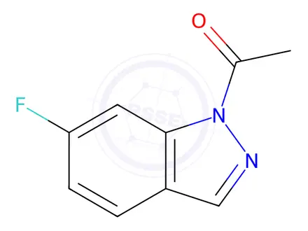 Chemical structure of 6-fluoro-1-acetylindazole