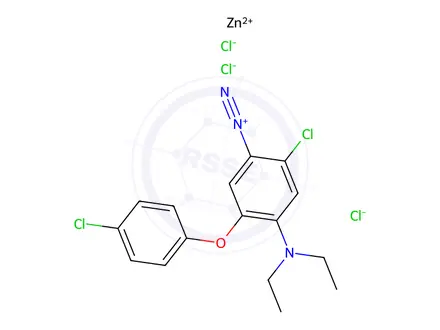 Chemical structure of 2-chloro-5-(4-chlorophenoxy)-4-(diethylamino)benzenediazonium trichlorozincate