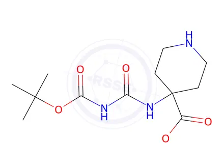 Chemical structure of Methyl 4-(3-(tert-butoxycarbonyl)-ureido)piperidine-4-carboxylate