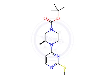 Chemical structure of tert-Butyl 3-methyl-4-(2-(methylthio)pyrimidin-4-yl)piperazine-1-carboxylate