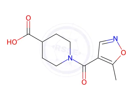 Chemical structure of 1-(5-Methyl-1,2-oxazole-4-carbonyl)piperidine-4-carboxylic acid