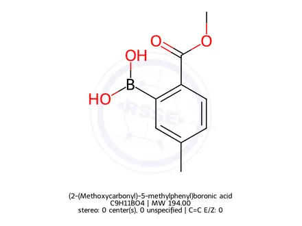 Chemical structure of (2-(Methoxycarbonyl)-5-methylphenyl)boronic acid