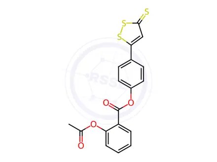 Chemical structure of Benzoic acid, 2-(acetyloxy)-, 4-(3-thioxo-3H-1,2-dithiol-5-yl)phenyl ester