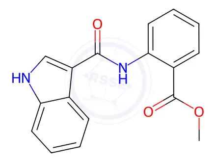 Chemical structure of Benzoic acid, 2-[(1H-indol-3-ylcarbonyl)amino]-, methyl ester