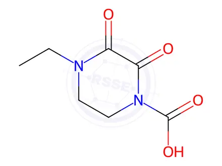 Chemical structure of 4-ethyl-2,3-dioxopiperazine-1-carboxylic acid