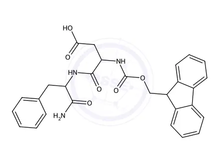 Chemical structure of (3S)-3-{[(1S)-1-carbamoyl-2-phenylethyl]carbamoyl}-3-({[(9H-fluoren-9-yl)methoxy]carbonyl}amino)propanoic acid