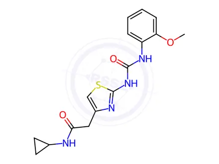 Chemical structure of N-Cyclopropyl-2-(2-(3-(2-methoxyphenyl)ureido)thiazol-4-yl)acetamide
