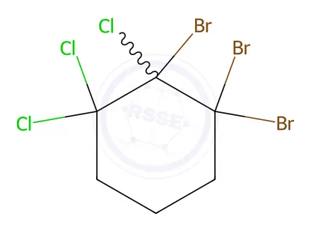 Chemical structure of tribromotrichlorocyclohexane