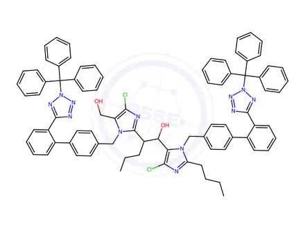Chemical structure of N,N’-Ditrityl Losartan α-Butyl-losartan Aldehyde Adduct