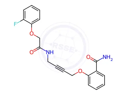 Chemical structure of 2-((4-(2-(2-Fluorophenoxy)acetamido)but-2-yn-1-yl)oxy)benzamide