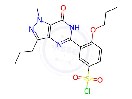 Chemical structure of 3-(6,7-Dihydro-1-methyl-7-oxo-3-propyl-1H-pyrazolo[4,3-d]pyrimidin-5-yl)-4-propoxybenzenesulfonyl Chloride