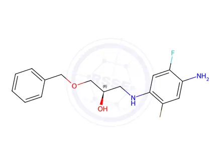 Chemical structure of (R)-1-((4-Amino-2-bromo-5-fluorophenyl)amino)-3-(benzyloxy)propan-2-ol