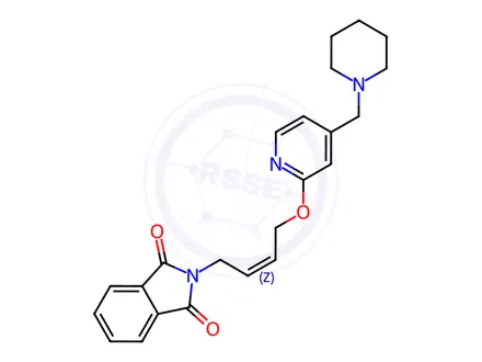 Chemical structure of (Z)-2-(4-((4-(Piperidin-1-ylmethyl)pyridin-2-yl)oxy)but-2-en-1-yl)isoindoline-1,3-dione