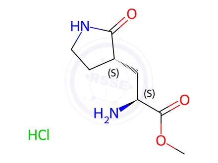 Chemical structure of (S)-methyl 2-amino-3-((S)-2-oxopyrrolidin-3-yl)propanoate hydrochloride