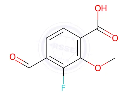 Chemical structure of 3-Fluoro-4-formyl-2-methoxybenzoic acid