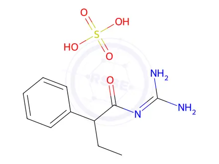 Chemical structure of 2-Ethyl-2-phenalacetylguanidine Sulphate