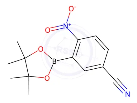 Chemical structure of 4-Nitro-3-(4,4,5,5-tetramethyl-1,3,2-dioxaborolan-2-yl)benzonitrile