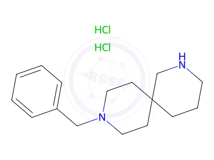 Chemical structure of 9-Benzyl-2,9-diazaspiro[5.5]undecane dihydrochloride