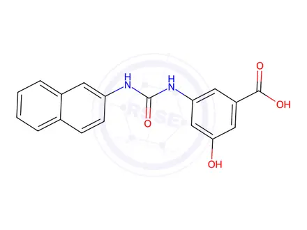 Chemical structure of 3-Hydroxy-5-(3-(naphthalen-2-yl)ureido)benzoic Acid