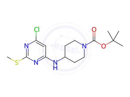 Chemical structure of tert-Butyl 4-((6-chloro-2-(methylthio)pyrimidin-4-yl)amino)piperidine-1-carboxylate