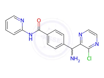 Chemical structure of Benzamide, 4-[amino(3-chloro-2-pyrazinyl)methyl]-N-2-pyridinyl-