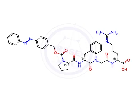 Chemical structure of N2-[N-[N-[1-[[[4-(phenylazo)phenyl]methoxy]carbonyl]-L-prolyl]-L-phenylalanyl]glycyl]-D-arginine