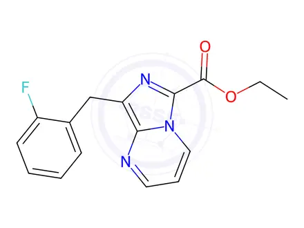 Chemical structure of ethyl 8-(2-fluorobenzyl)imidazo[1,5-a]pyrimidine-6-carboxylate