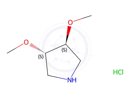Chemical structure of (3S,4S)-dimethoxypyrrolidine hydrochloride