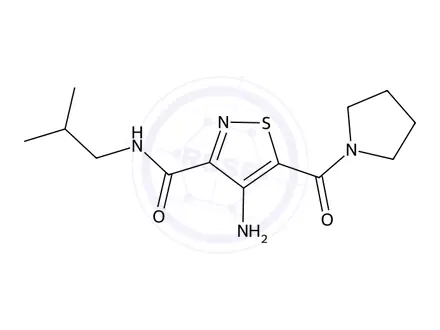 Chemical structure of 4-Amino-N-isobutyl-5-(pyrrolidine-1-carbonyl)isothiazole-3-carboxamide