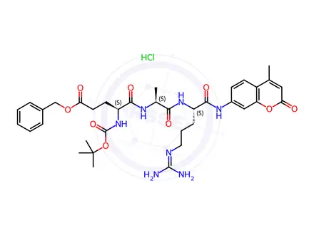 Chemical structure of Boc-Glu(Obzl)-Ala-Arg-Amc Hydrochloride