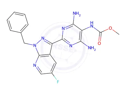 Chemical structure of Methyl (4,6-diamino-2-(1-benzyl-5-fluoro-1H-pyrazolo[3,4-b]pyridin-3-yl)pyrimidin-5-yl)carbamate