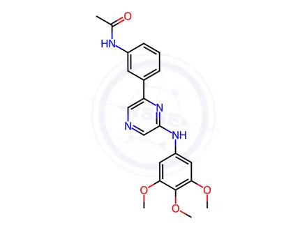 Chemical structure of N-(3-(6-((3,4,5-Trimethoxyphenyl)amino)pyrazin-2-yl)phenyl)acetamide