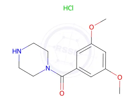 Chemical structure of 1-(3,5-Dimethoxybenzoyl)piperazine hydrochloride