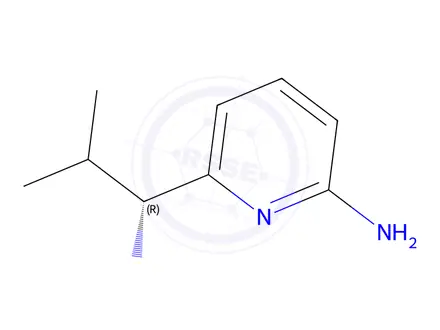 Chemical structure of (R)-6-(1-amino-2-methylpropyl)pyridin-2-amine