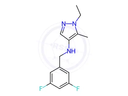 Chemical structure of N-(3,5-difluorobenzyl)-1-ethyl-5-methyl-1H-pyrazol-4-amine