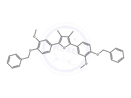 Chemical structure of 2,5-Bis(4-(benzyloxy)-3-methoxyphenyl)-3,4-dimethylfuran