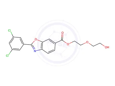 Chemical structure of 2-(2-Hydroxyethoxy)ethyl 2-(3,5-dichlorophenyl)benzo[d]oxazole-6-carboxylate