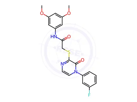 Chemical structure of N-(3,5-Dimethoxyphenyl)-2-((4-(3-fluorophenyl)-3-oxo-3,4-dihydropyrazin-2-yl)thio)acetamide