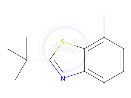 Chemical structure of Benzothiazole, 2-(1,1-dimethylethyl)-7-methyl-(9CI)