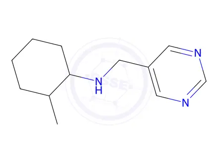Chemical structure of 2-Methyl-N-(pyrimidin-5-ylmethyl)cyclohexan-1-amine