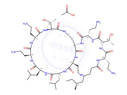 Chemical structure of Polymyxin E1 Acetate