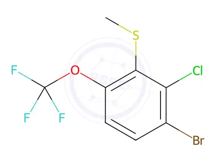 Chemical structure of Benzene, 1-bromo-2-chloro-3-(methylthio)-4-(trifluoromethoxy)-