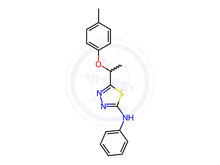 Chemical structure of N-Phenyl-5-(1-(p-tolyloxy)ethyl)-1,3,4-thiadiazol-2-amine