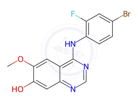 Chemical structure of 4-[(4-Bromo-2-fluorophenyl)amino]-6-methoxy-7-Quinazolinol