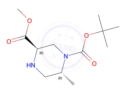 Chemical structure of O1-tert-butyl O3-methyl (3R,6R)-6-methylpiperazine-1,3-dicarboxylate